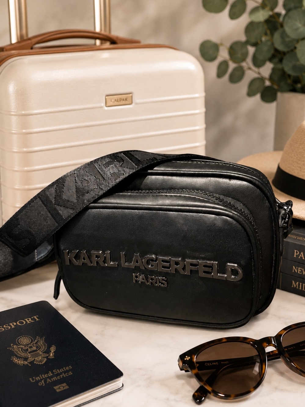 🖤 Beautiful KARL LAGERFELD PARIS Women's Voyage Crossbody Belt Bag